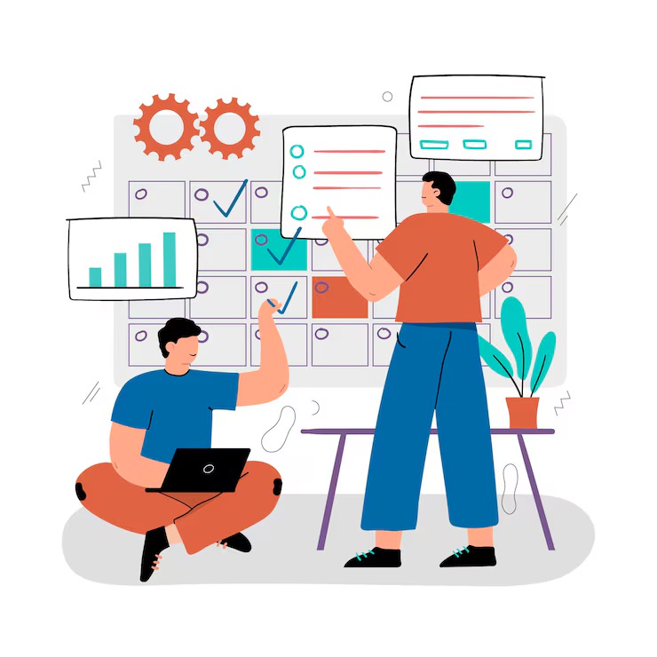 Team collaborating on a project